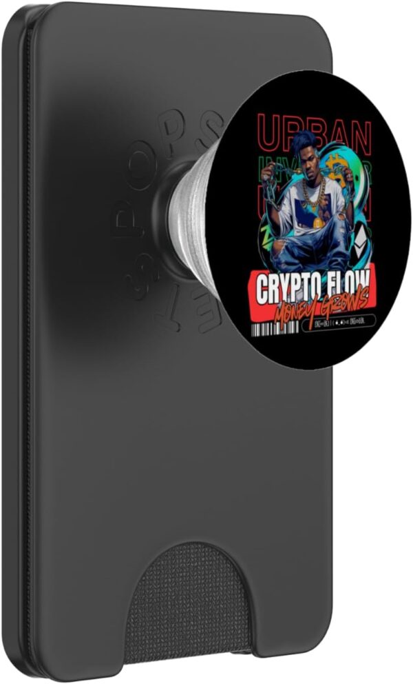 Crypto Flow Money grows PopSockets PopWallet for MagSafe Black