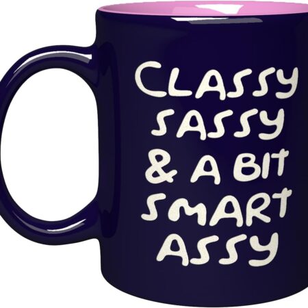 NM NEXTMUG Engraved Ceramic Mug - Classy Sassy & A Bit #4 Cobalt Blue&Pink