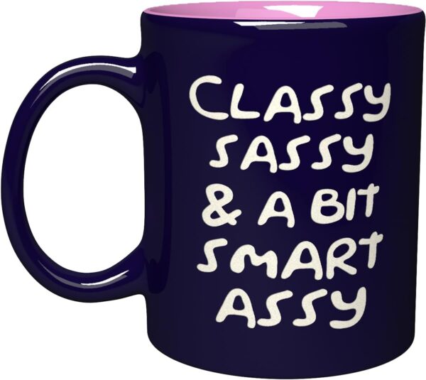 NM NEXTMUG Engraved Ceramic Mug - Classy Sassy & A Bit #4 Cobalt Blue&Pink