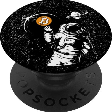 Bitcoin Space Moon BTC Crypto Phone Gift For Men & Women PopSockets Black