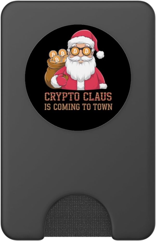 Crypto claus is coming to town, crypto christmas PopSockets PopWallet Black - Image 2