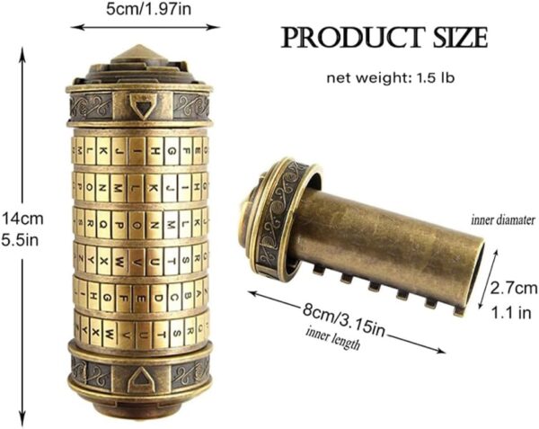 Unique Valentines Gift Cryptex Da Vinci Code Mini Lock Puzzle Bronze - Image 4