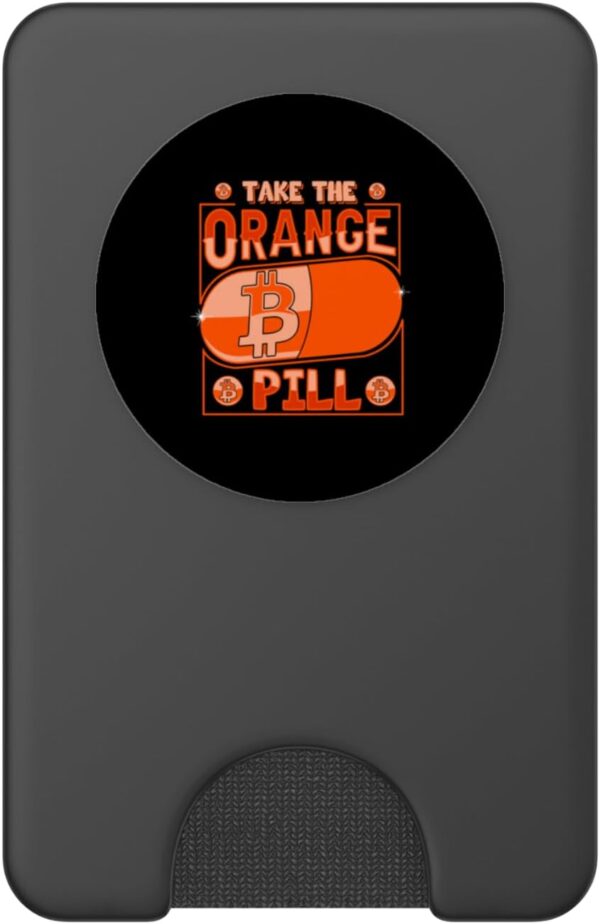 Take The Orange BTC Pill Bitcoin Funny Crypto Gift PopSockets Black - Image 2