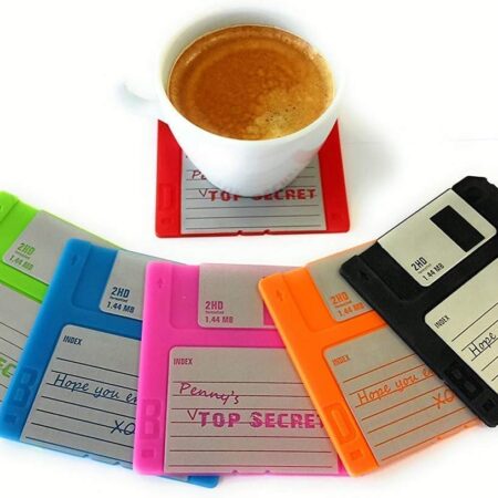 Floppy Disk Coaster Video Game Green, Blue, Pink, Yellow, Black, Red