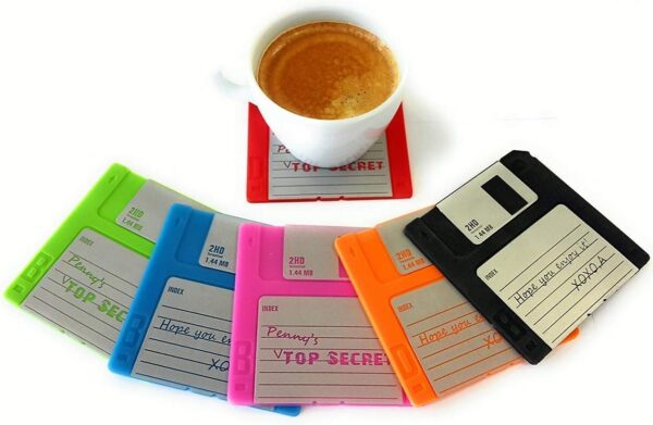 Floppy Disk Coaster Video Game Green, Blue, Pink, Yellow, Black, Red
