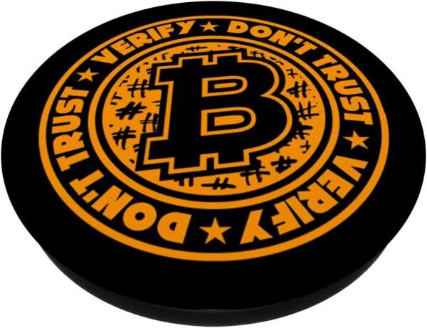 Bitcoin - Don't Trust Verfiy | Crypto Gifts PopSockets Swappable PopGrip Black - Image 2