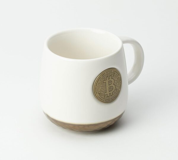 Crypto Bitcoin Coffee Mug, Ceramic Mug Cup, Digital Currency White - Image 3