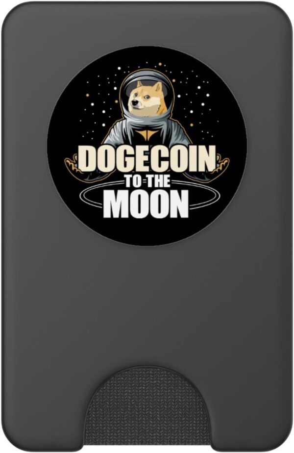 Dogecoin To The Moon Funny Crypto Cryptocurrency PopSockets PopWallet Black - Image 2