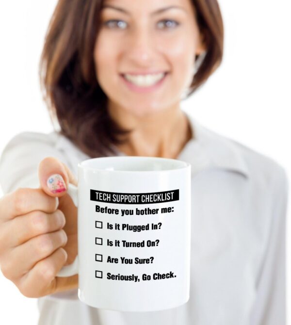 Funny Tech Support Checklist Helpdesk Hotline 1 Count (Pack of 1), White - Image 2