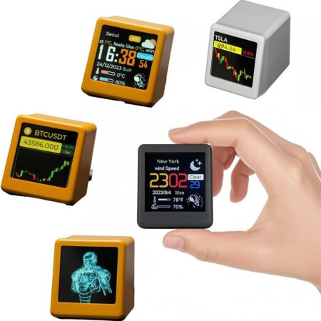 Bitcoin Stock Ticker, Digital Clock with Weather, Temperature, and Black