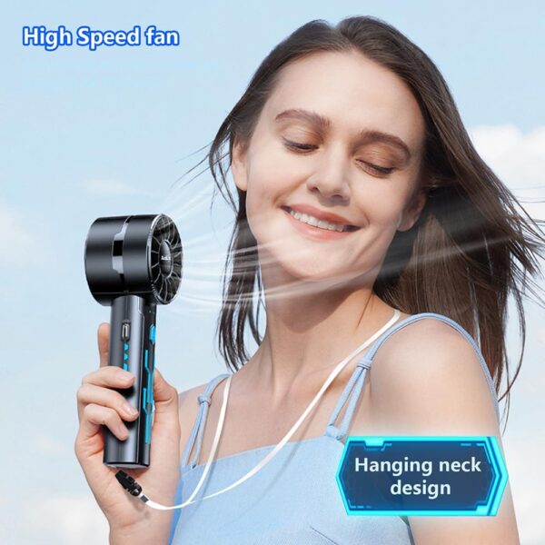 2pcs Portable Handheld Turbo Fan with 7000rpm High-Speed Mini, Black 2 Pack - Image 6