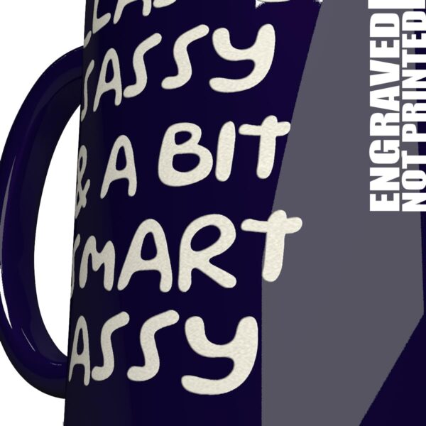 NM NEXTMUG Engraved Ceramic Mug - Classy Sassy & A Bit #4 Cobalt Blue&Pink - Image 2