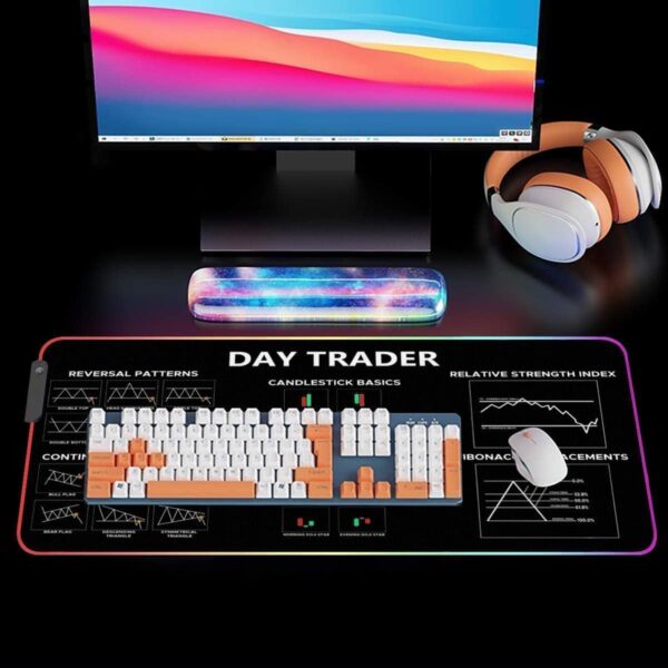31.5x11.8in Crypto Gift Stock Market Day Trader RGB Mousepad Led, 15 - Image 3