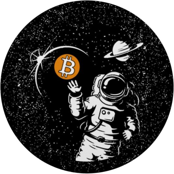 Bitcoin Space Moon BTC Crypto Phone Gift For Men & Women PopSockets Black - Image 3