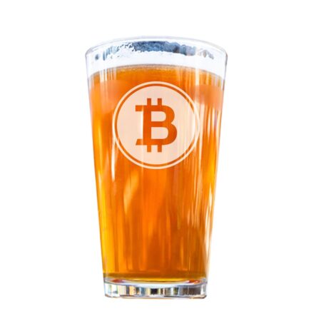 Bitcoin Engraved Pint Glass | Perfect for HODLers, clear, White