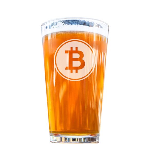Bitcoin Engraved Pint Glass | Perfect for HODLers, clear, White