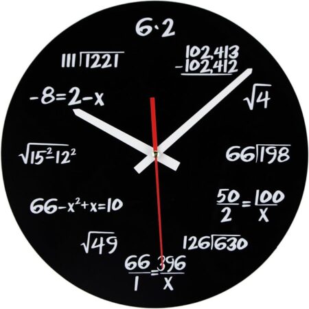 Timelike Unique Wall Clock - Modern Design Novelty Equation Black, White