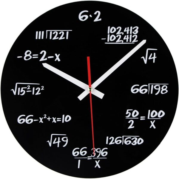 Timelike Unique Wall Clock - Modern Design Novelty Equation Black, White