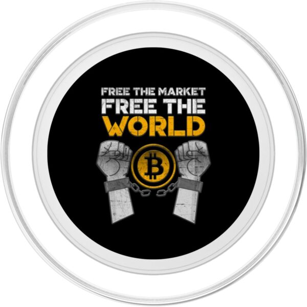 Bitcoins Free The World Crypto Currency Gifts for men women PopSockets Clear - Image 2
