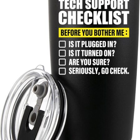 Panvola Tech Support Checklist Technical Gifts Computer 20 oz, Black