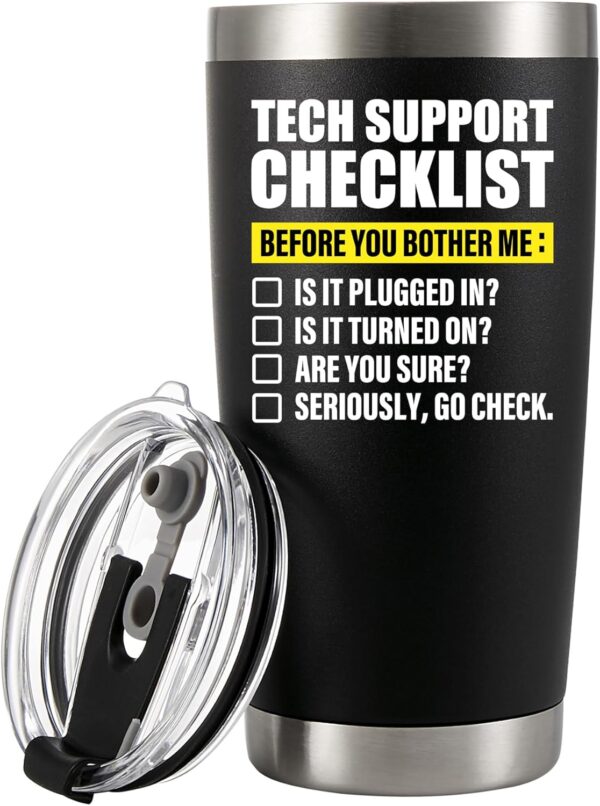 Panvola Tech Support Checklist Technical Gifts Computer 20 oz, Black