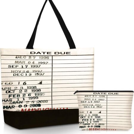 Sieral 2 Pcs Librarian Gifts for Women Library Due Date Canvas Tote Bag for...