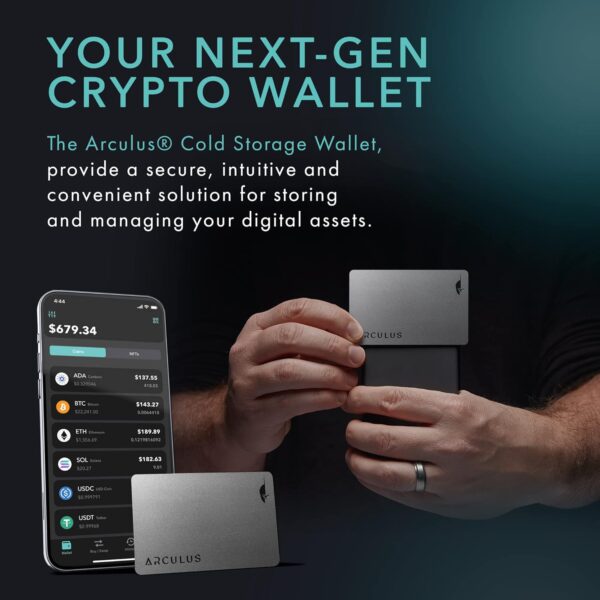 Arculus Crypto Cold Storage Wallet, Secure Bitcoin & Ethereum New Silver - Image 3