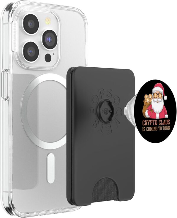Crypto claus is coming to town, crypto christmas PopSockets PopWallet Black - Image 3