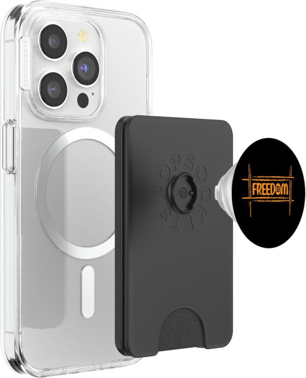 Freedom Bitcoin Funny BTC Crypto Gift for Dad PopSockets Black - Image 3