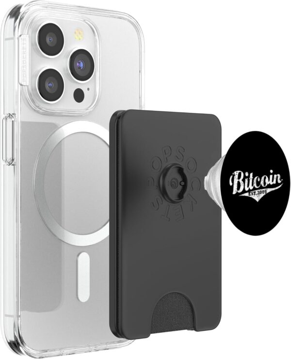 Bitcoin Retro Logo BTC Outline Vintage Crypto Trader Gift PopSockets Black - Image 3
