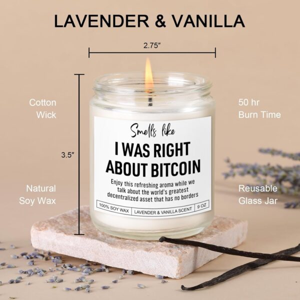 Scented Candle, Bitcoin Merch, Cryptocurrency, Crypto Gifts for Men, White - Image 3