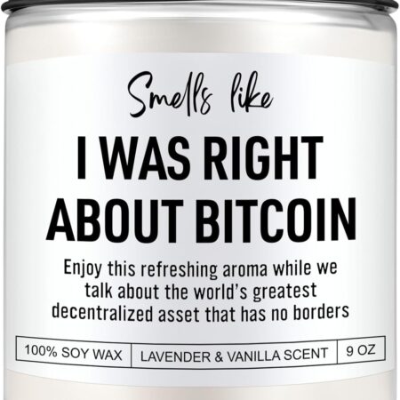 Scented Candle, Bitcoin Merch, Cryptocurrency, Crypto Gifts for Men, White