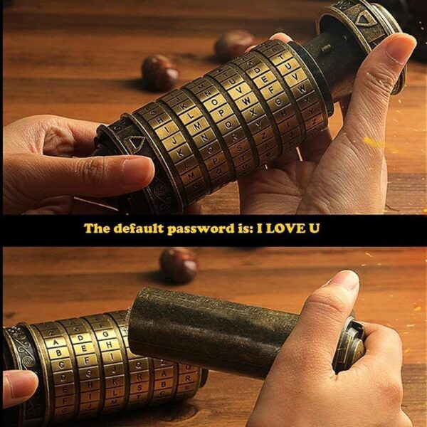 Unique Valentines Gift Cryptex Da Vinci Code Mini Lock Puzzle Bronze - Image 3