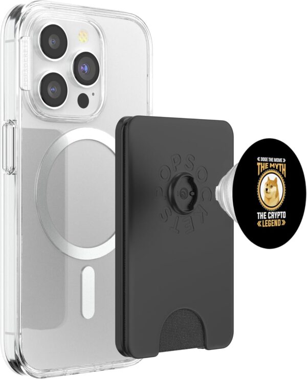 The Meme Myth Legend Dogecoin Crypto Trader Gift PopSockets Black - Image 3