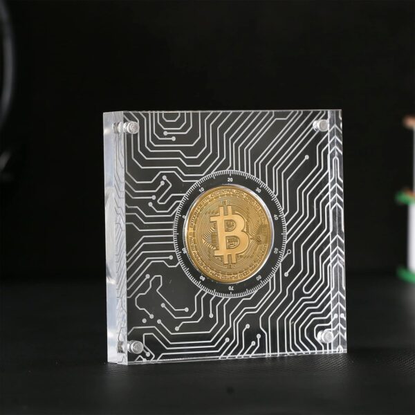 Crypto Coin Set with Display Case Bitcoin Showcase, Physical