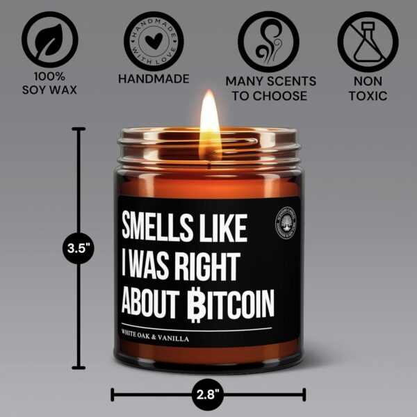 Bitcoin Candle Smells Like I Was Right About Bitcoin, 100% Soy Amber Glass - Image 2