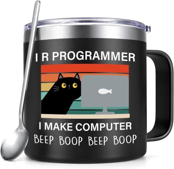 Qtencas Programmer Gifts for Men Women, I R I Make 1-Black