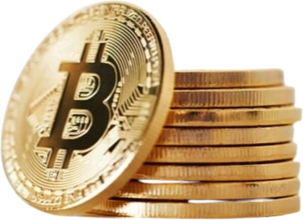 10 Pcs Bitcoin Coin Souvenir with Case, Physical Gold