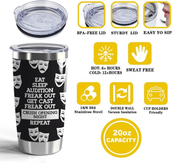 Theatre Gift Broadway Musical 20oz Stainless 20.0 Ounce, Theatre-Eat Sleep - Image 3