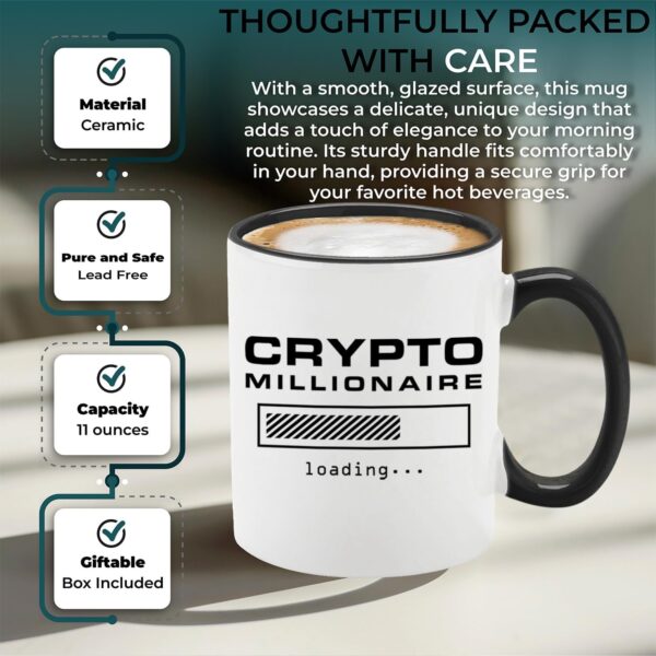 shop4ever Crypto Millionaire Loading... Ceramic Coffee Mug Cup, Black Handle - Image 5