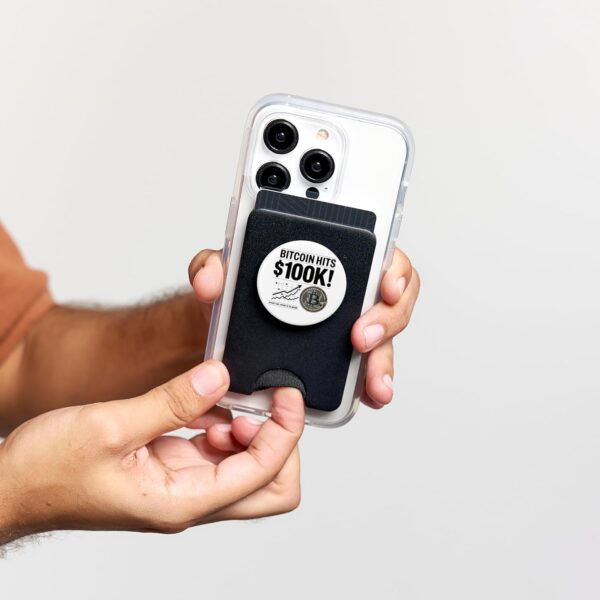celebrating bitcoin at 100k, crypto PopSockets PopWallet for Black - Image 5