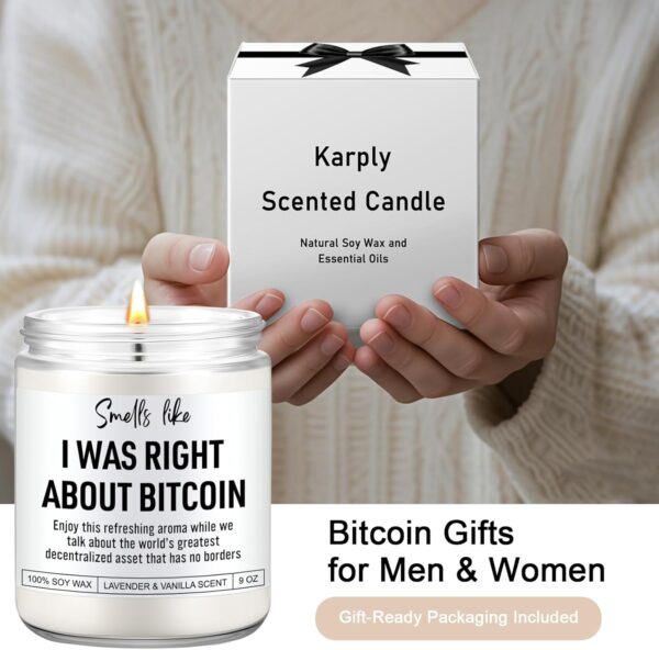 Scented Candle, Bitcoin Merch, Cryptocurrency, Crypto Gifts for Men, White - Image 2