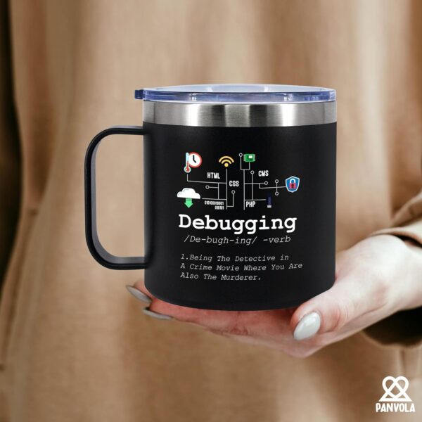 Panvola Debugging Definition Computer Programmer Student Teacher 14 oz, Black - Image 6
