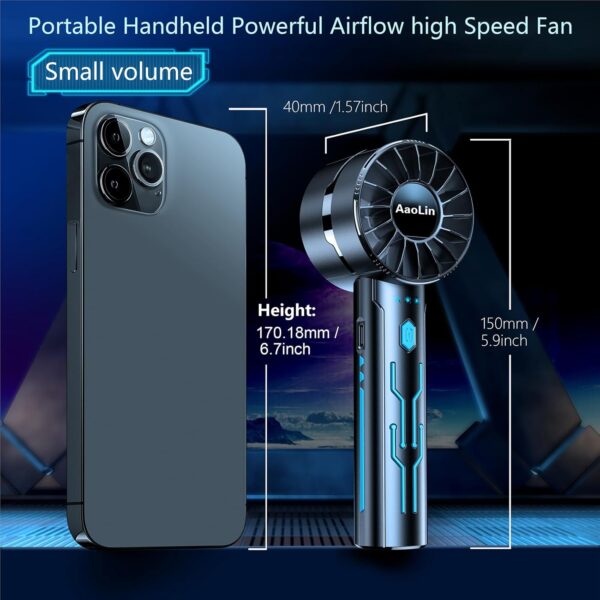 2pcs Portable Handheld Turbo Fan with 7000rpm High-Speed Mini, Black 2 Pack - Image 5