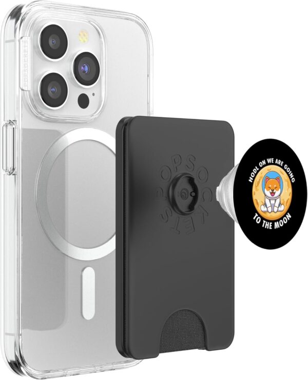 Funny Crypto To The Moon Shiba Inu Doge Cryptocurrency PopSockets Black - Image 3