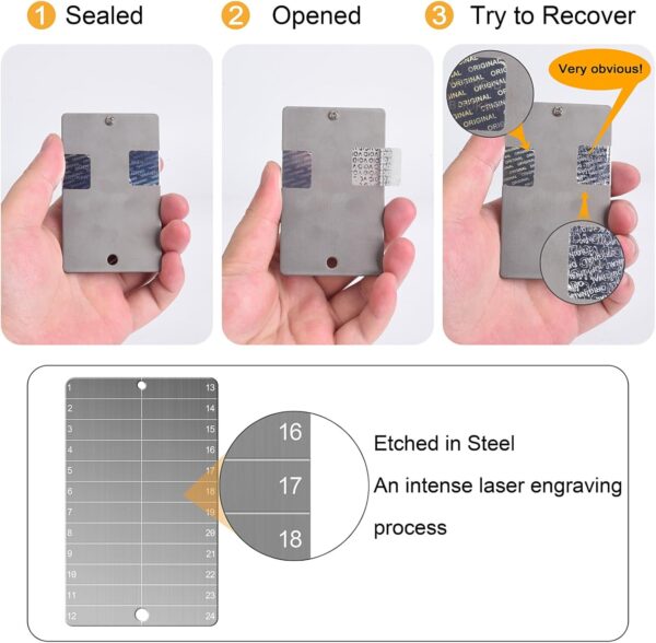 Titanium Crypto Seed Phrase Storage, Bitcoin Plates, Fireproof... - Image 4