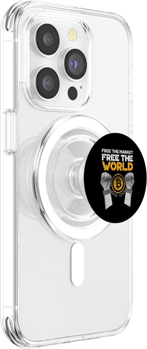 Bitcoins Free The World Crypto Currency Gifts for men women PopSockets Clear - Image 4