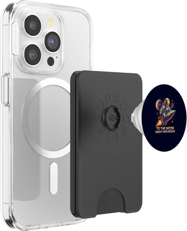 Bitcoin Astronaut Rocket Crypto To The Moon Meme PopSockets PopWallet Black - Image 3