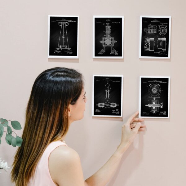 Nikola Tesla Vintage Patent Wall Art - 8" x 10" Unframed Photo, Black, White - Image 5