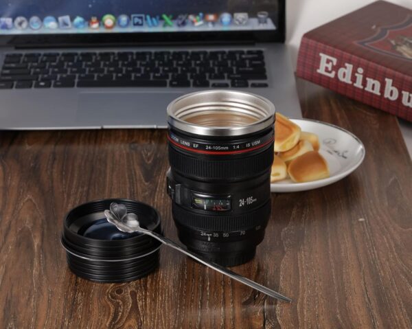 Camera Lens Coffee Mugs,Stainless Steel Cups 1 Count (Pack of 1), Black - Image 4